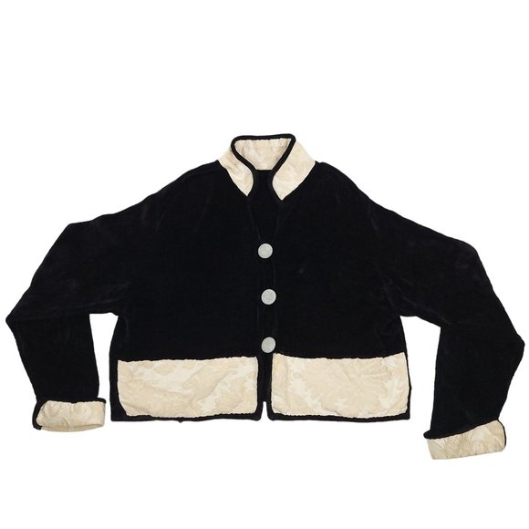 Womens XL Short Jacket NO SIZE TAG Cropped Boho Brocade Loop Button Closure - Picture 11 of 13